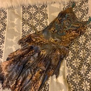 Beautiful handmade European dress with an unusual design and decor pieces!